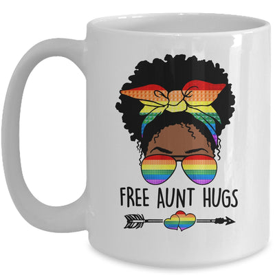 Free Aunt Hugs Messy Bun LGBT Pride Month LGBTQ Black Women Mug | teecentury