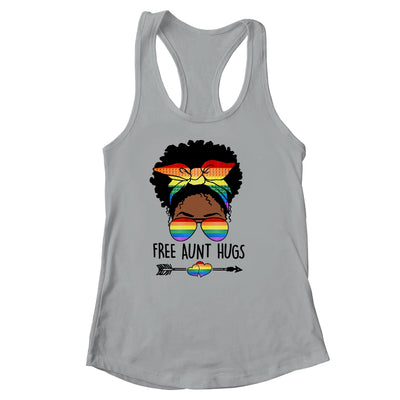 Free Aunt Hugs Messy Bun LGBT Pride Month LGBTQ Black Women Shirt & Tank Top | teecentury