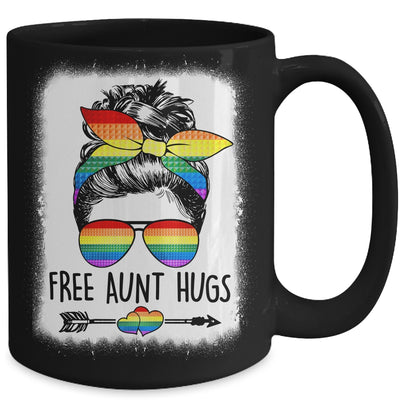 Free Aunt Hugs Messy Bun Rainbow LGBT Gay Pride Rainbow Mug | teecentury