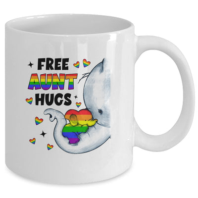 Free Aunt Hugs Rainbow Elephant LGBT Pride Month Mug | teecentury