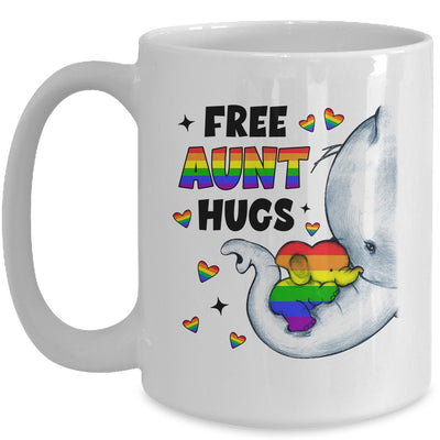 Free Aunt Hugs Rainbow Elephant LGBT Pride Month Mug | teecentury