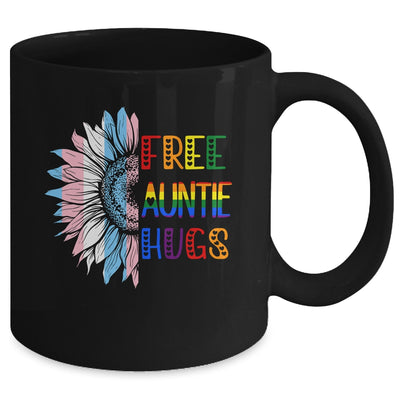 Free Auntie Hugs LGBT LGBTQ Gay Pride Rainbow Sunflower Mug | teecentury