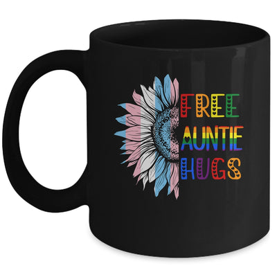 Free Auntie Hugs LGBT LGBTQ Gay Pride Rainbow Sunflower Mug | teecentury
