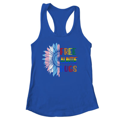 Free Auntie Hugs LGBT LGBTQ Gay Pride Rainbow Sunflower Shirt & Tank Top | teecentury