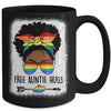 Free Auntie Hugs Messy Bun LGBTQ Pride Month Black Women Mug | teecentury