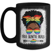 Free Auntie Hugs Messy Bun LGBTQ Pride Month Black Women Mug | teecentury