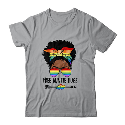 Free Auntie Hugs Messy Bun LGBT Pride Month Black Women Shirt & Tank Top | teecentury