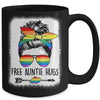 Free Auntie Hugs Messy Bun Rainbow LGBT Gay Pride Rainbow Mug | teecentury