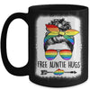 Free Auntie Hugs Messy Bun Rainbow LGBT Gay Pride Rainbow Mug | teecentury