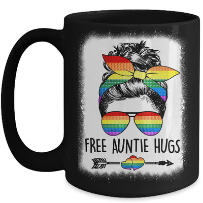 Free Auntie Hugs Messy Bun Rainbow LGBT Gay Pride Rainbow Mug | teecentury