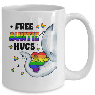 Free Auntie Hugs Rainbow Elephant LGBT Pride Month Mug | teecentury