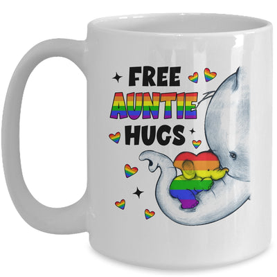 Free Auntie Hugs Rainbow Elephant LGBT Pride Month Mug | teecentury