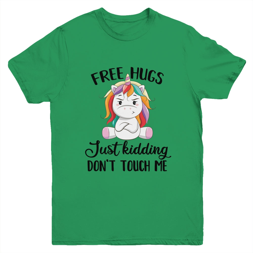 Free Hug Just Kidding Dont Touch Me Unicorn Youth Youth Shirt | Teecentury.com