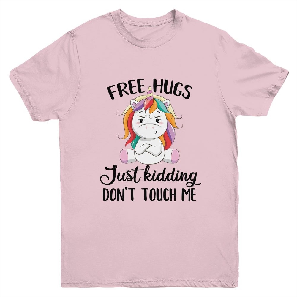 Free Hug Just Kidding Dont Touch Me Unicorn Youth Youth Shirt | Teecentury.com