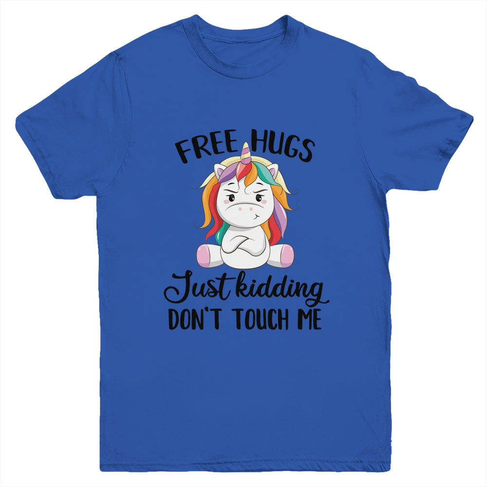 Free Hug Just Kidding Dont Touch Me Unicorn Youth Youth Shirt | Teecentury.com