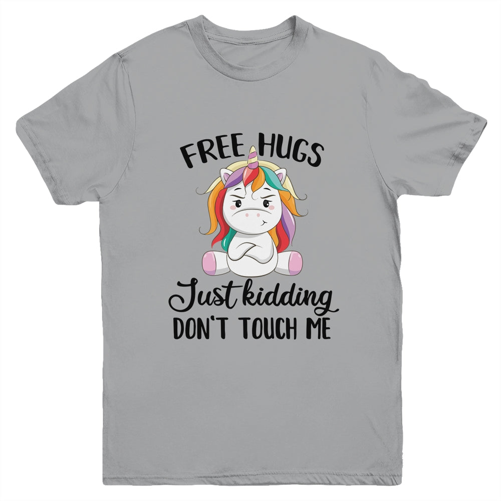 Free Hug Just Kidding Dont Touch Me Unicorn Youth Youth Shirt | Teecentury.com