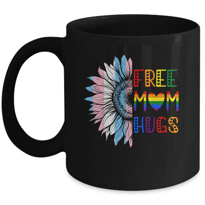 Free Mom Hugs LGBT LGBTQ Gay Pride Rainbow Sunflower Mug | teecentury