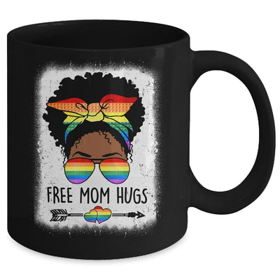 Free Mom Hugs Messy Bun LGBTQ LGBT Pride Month Black Women Mug | teecentury