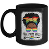 Free Mom Hugs Messy Bun LGBTQ LGBT Pride Month Black Women Mug | teecentury
