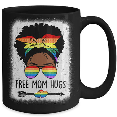 Free Mom Hugs Messy Bun LGBTQ LGBT Pride Month Black Women Mug | teecentury