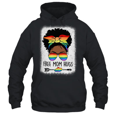 Free Mom Hugs Messy Bun LGBTQ LGBT Pride Month Black Women Shirt & Tank Top | teecentury