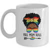 Free Mom Hugs Messy Bun LGBT Pride Month LGBTQ Black Women Mug | teecentury