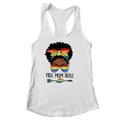 Free Mom Hugs Messy Bun LGBT Pride Month LGBTQ Black Women Shirt & Tank Top | teecentury