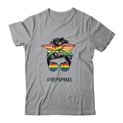 Free Mom Hugs Messy Bun LGBT Pride Rainbow T-Shirt & Tank Top | Teecentury.com