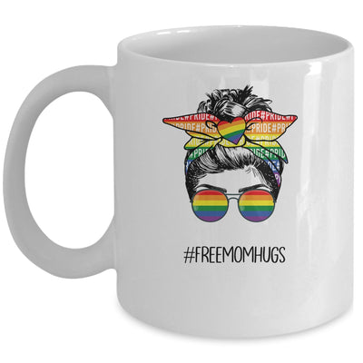 Free Mom Hugs Messy Bun LGBT Pride Rainbow Mug Coffee Mug | Teecentury.com