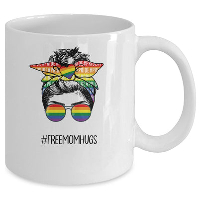 Free Mom Hugs Messy Bun LGBT Pride Rainbow Mug Coffee Mug | Teecentury.com
