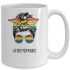 Free Mom Hugs Messy Bun LGBT Pride Rainbow Mug Coffee Mug | Teecentury.com