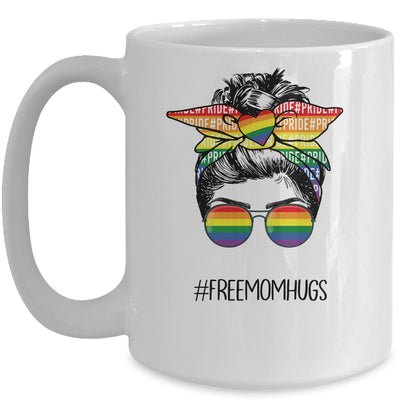 Free Mom Hugs Messy Bun LGBT Pride Rainbow Mug Coffee Mug | Teecentury.com