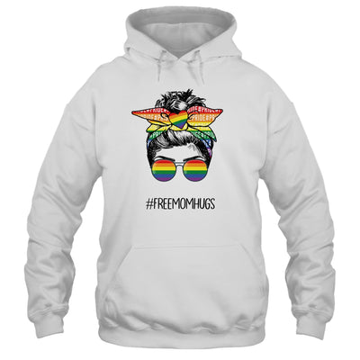 Free Mom Hugs Messy Bun LGBT Pride Rainbow T-Shirt & Tank Top | Teecentury.com