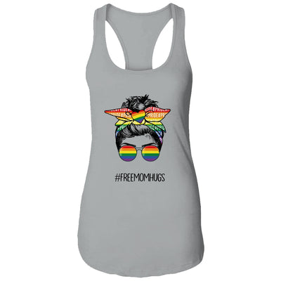 Free Mom Hugs Messy Bun LGBT Pride Rainbow T-Shirt & Tank Top | Teecentury.com