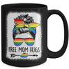 Free Mom Hugs Messy Bun Rainbow LGBT Gay Pride LGBTQ Rainbow Mug | teecentury