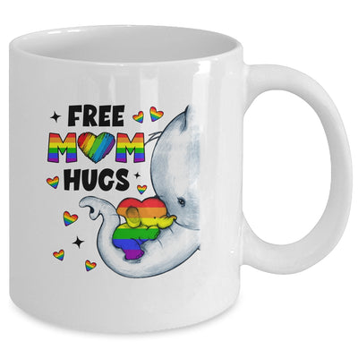 Free Mom Hugs Rainbow Elephant LGBT Pride Month Mug | teecentury