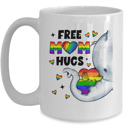 Free Mom Hugs Rainbow Elephant LGBT Pride Month Mug | teecentury