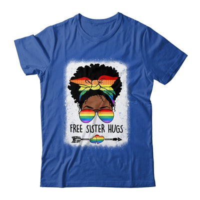 Free Sister Hugs Messy Bun LGBTQ Pride Month Black Women Shirt & Tank Top | teecentury