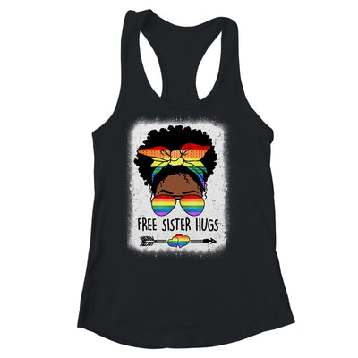 Free Sister Hugs Messy Bun LGBTQ Pride Month Black Women Shirt & Tank Top | teecentury