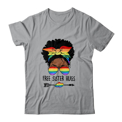 Free Sister Hugs Messy Bun LGBT Pride Month Black Women Shirt & Tank Top | teecentury