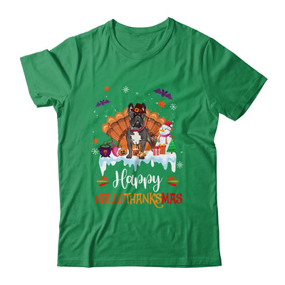 French Bulldog HalloThanksMas Halloween Thanksgiving Christmas Shirt & Sweatshirt | teecentury