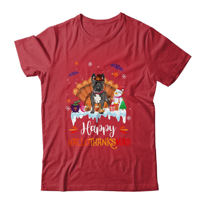 French Bulldog HalloThanksMas Halloween Thanksgiving Christmas Shirt & Sweatshirt | teecentury