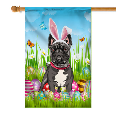 French Bulldog Happy Easter Day Holiday Flag Funny Dog Dog Wear Bunny Ears Headband Cute for Home Decor | teecentury