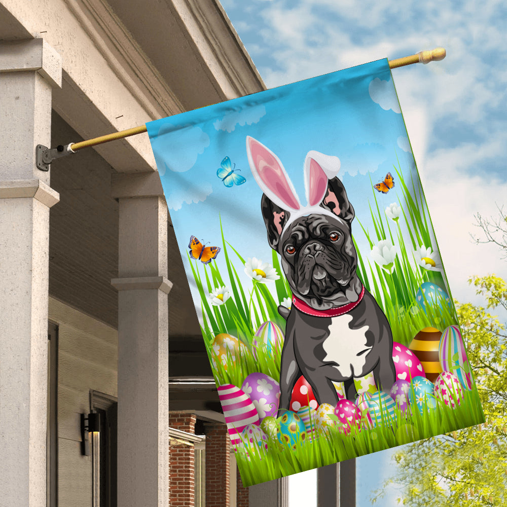 French Bulldog Happy Easter Day Holiday Flag Funny Dog Dog Wear Bunny Ears Headband Cute for Home Decor | teecentury