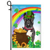French Bulldog St Patrick's Day Dog Flag Funny Peeking Dog Wear Green Hat Golden Pot Coin Shamrock Rainbow Spring Banner for Home Decor | teecentury
