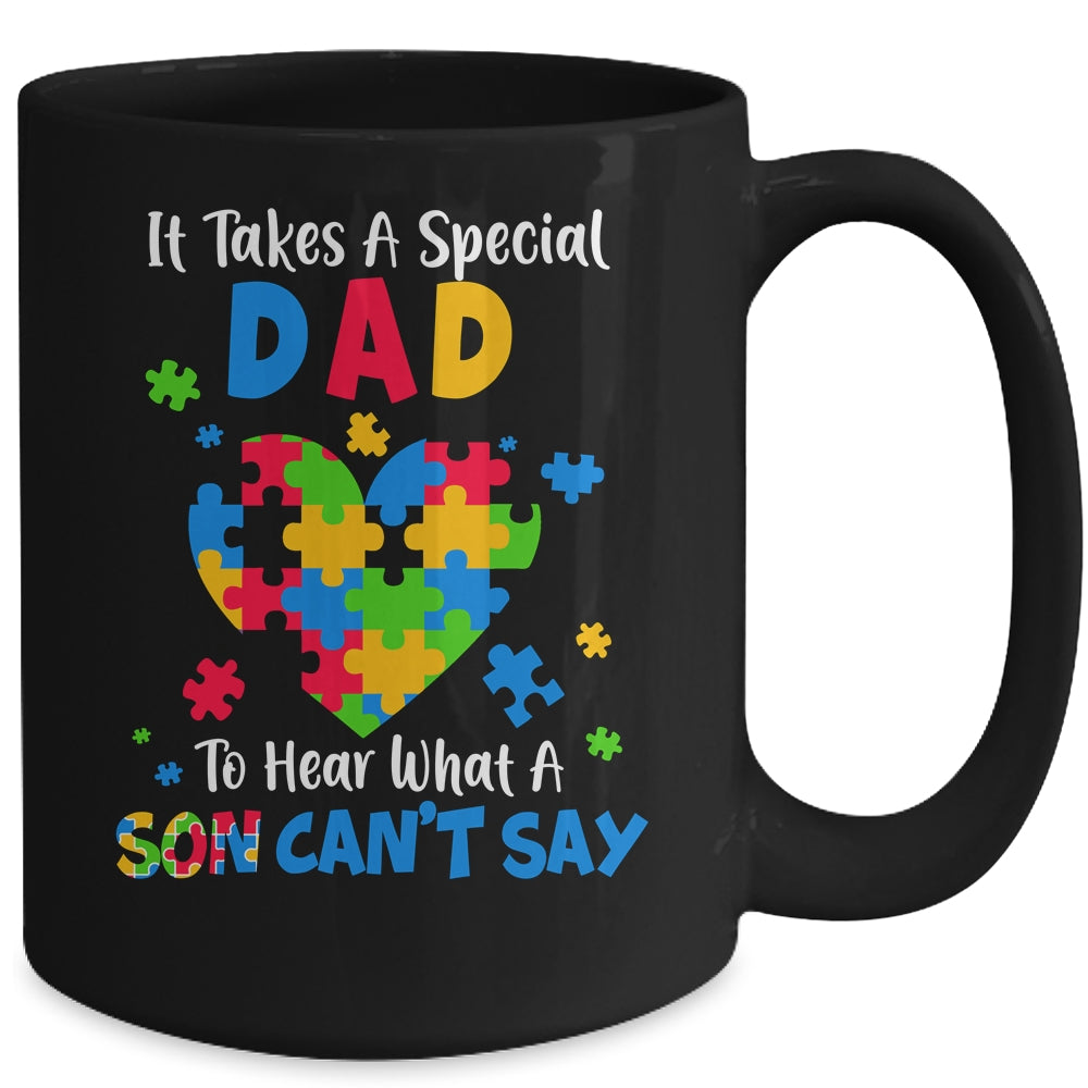 Fun Heart Puzzle Dad Autism Awareness Family Support Mug | teecentury