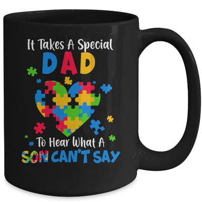 Fun Heart Puzzle Dad Autism Awareness Family Support Mug | teecentury