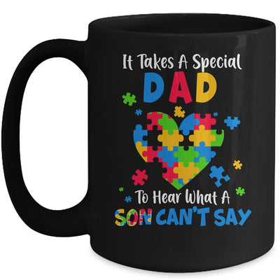 Fun Heart Puzzle Dad Autism Awareness Family Support Mug | teecentury