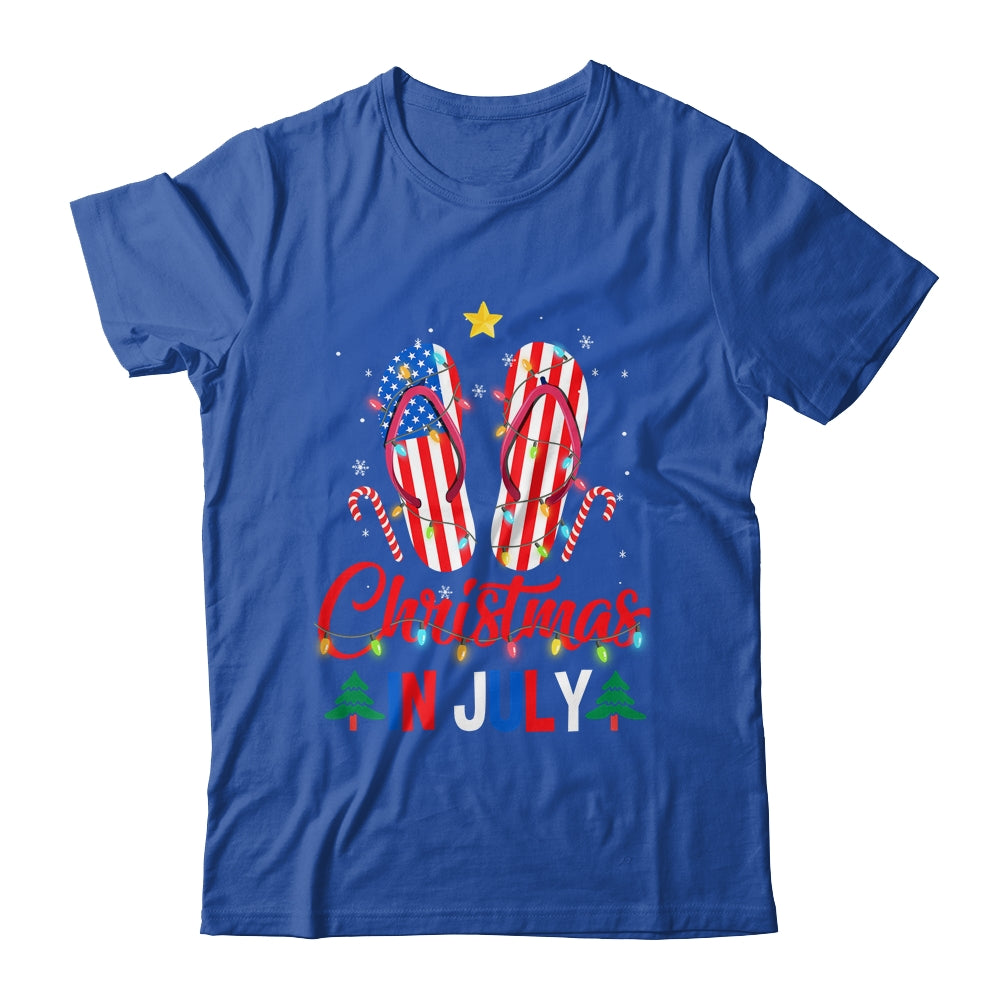 Funny American Flag Flip Flops Xmas Lights Christmas In July Shirt & Tank Top | teecentury