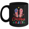 Funny American Flag Flip Flops Xmas Lights Christmas In July Mug | teecentury